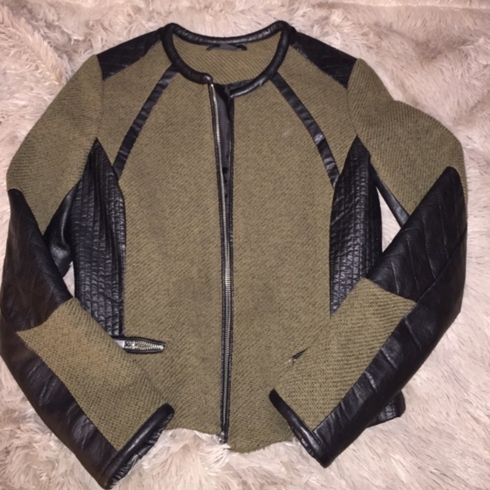 NWT H&M Tweed/Faux Leather Jacket/Blazer